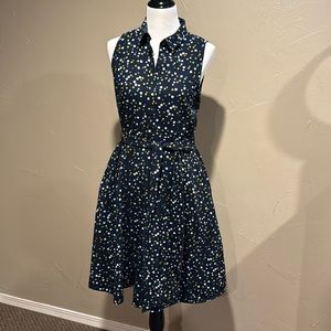 Ann Taylor sleeveless dress navy pattern